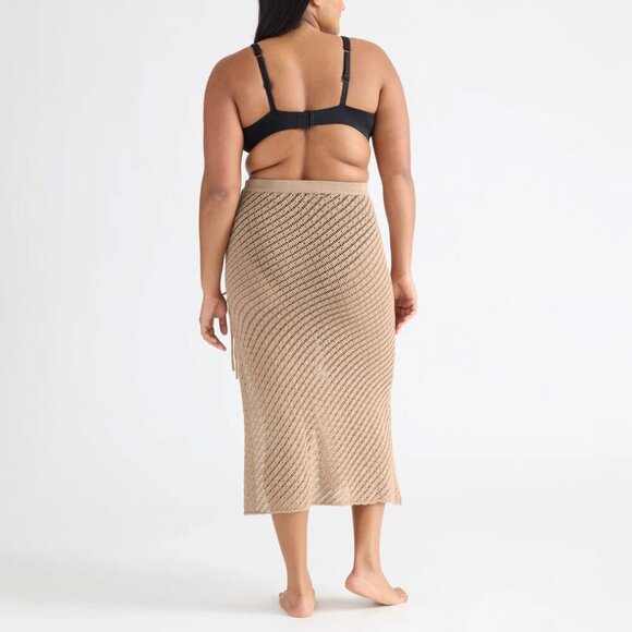 NWT Knix Crochet-Knit Maxi Beach Skirt Cover-Up Taupe Tan M/L - Picture 3 of 9